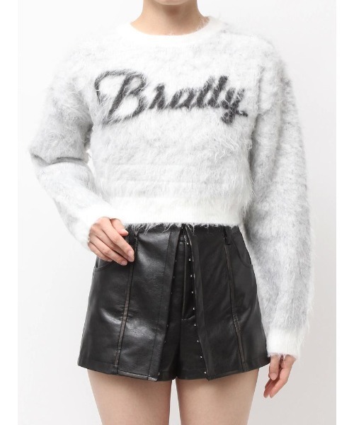 GYDA（ジェイダ）の「BRATTY MOHAIR LIKEショートニットトップス（ニット/セーター・レディース・ピンク/グレー/オフホワイト・FREE）」の2枚目の写真