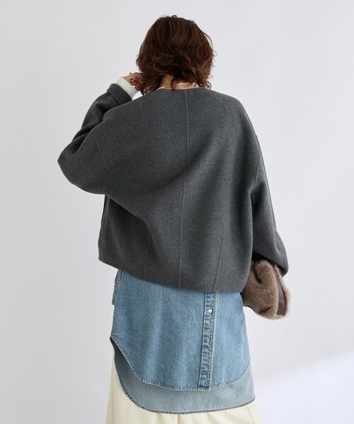 RIVE DROITE（リヴドロワ）の「【上品見え】ウールリバーショートコート（その他アウター・レディース・チャコールグレー/キャメル/ブラウン・FREE）」の5枚目の写真