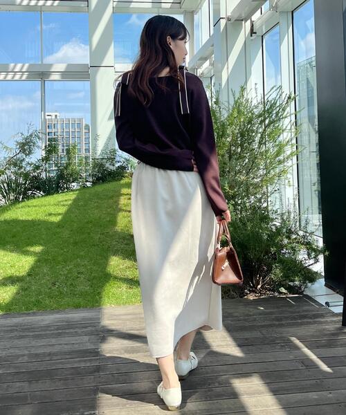 couture brooch(クチュールブローチ)の「【着映え・フェミニン・高見え】配色リボン総針ニットトップス(ニット/セーター・レディース・ブラウン系その他/ブラック/アイボリー・38/36/42)」の7枚目の写真