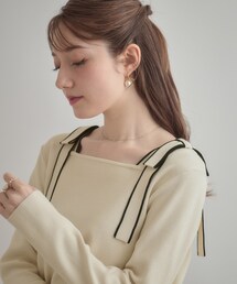 couture brooch | 【着映え・フェミニン・高見え】配色リボン総針ニットトップス(ニット/セーター)