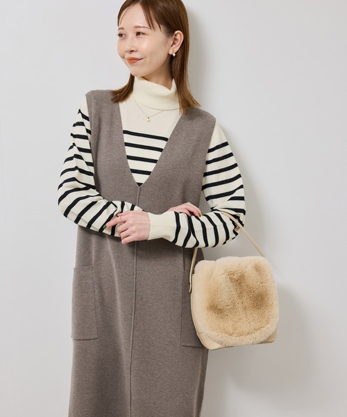 ROPE' PICNIC（ロペピクニック）の「ニットジャンパースカート/着丈が選べる・リンクコーデ（ジャンパースカート・レディース・チャコールグレー/ブラック/ブラウン系その他2・TM/M）」の3枚目の写真