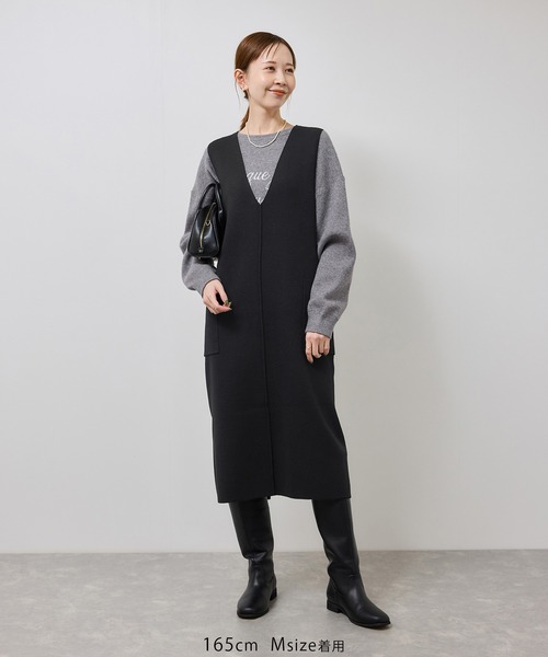 ROPE' PICNIC（ロペピクニック）の「ニットジャンパースカート/着丈が選べる・リンクコーデ（ジャンパースカート・レディース・チャコールグレー/ブラック/ブラウン系その他2・TM/M）」の22枚目の写真