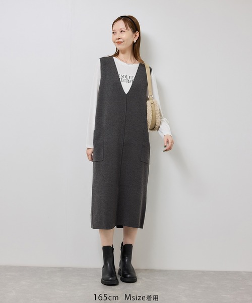 ROPE' PICNIC（ロペピクニック）の「ニットジャンパースカート/着丈が選べる・リンクコーデ（ジャンパースカート・レディース・チャコールグレー/ブラック/ブラウン系その他2・TM/M）」の17枚目の写真