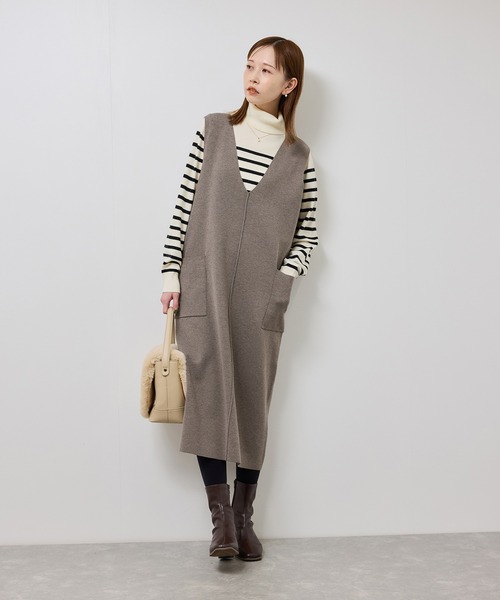 ROPE' PICNIC（ロペピクニック）の「ニットジャンパースカート/着丈が選べる・リンクコーデ（ジャンパースカート・レディース・チャコールグレー/ブラック/ブラウン系その他2・TM/M）」の4枚目の写真