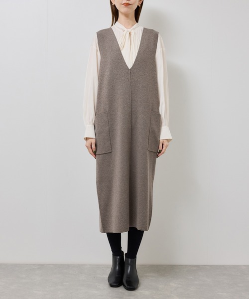 ROPE' PICNIC（ロペピクニック）の「ニットジャンパースカート/着丈が選べる・リンクコーデ（ジャンパースカート・レディース・チャコールグレー/ブラック/ブラウン系その他2・TM/M）」の6枚目の写真