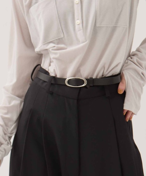 STUDIOUS（ステュディオス）の「【STUDIOUS/ステュディオス】Oval Buckle Belt/オーバルバックルベルト/牛革/サイズ調整自在/オフィスカジュアル（ベルト・レディース・シルバー/ゴールド・FREE）」の21枚目の写真