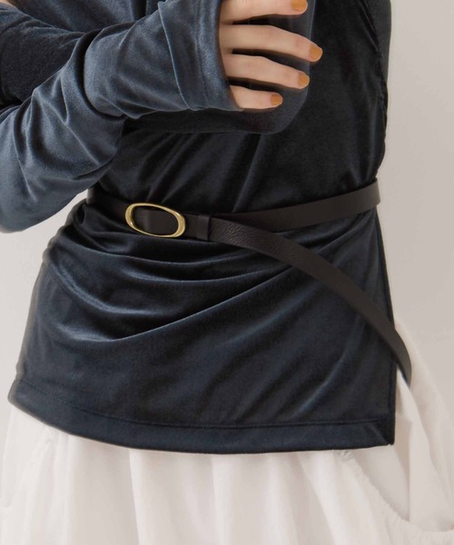 STUDIOUS（ステュディオス）の「【STUDIOUS/ステュディオス】Oval Buckle Belt/オーバルバックルベルト/牛革/サイズ調整自在/オフィスカジュアル（ベルト・レディース・シルバー/ゴールド・FREE）」の18枚目の写真