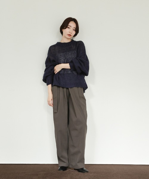 select MOCA Et（セレクトモカエト）の「【Et】Mohair-like Crew Neck Knit（ニット/セーター・レディース・ベージュ/ライトグリーン/ネイビー/カーキ・FREE）」の15枚目の写真