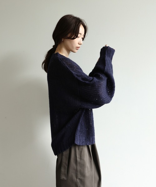 select MOCA Et（セレクトモカエト）の「【Et】Mohair-like Crew Neck Knit（ニット/セーター・レディース・ベージュ/ライトグリーン/ネイビー/カーキ・FREE）」の13枚目の写真