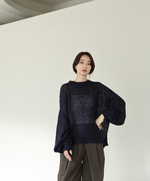 select MOCA Et（セレクトモカエト）の「【Et】Mohair-like Crew Neck Knit（ニット/セーター・レディース・ベージュ/ライトグリーン/ネイビー/カーキ・FREE）」の17枚目の写真