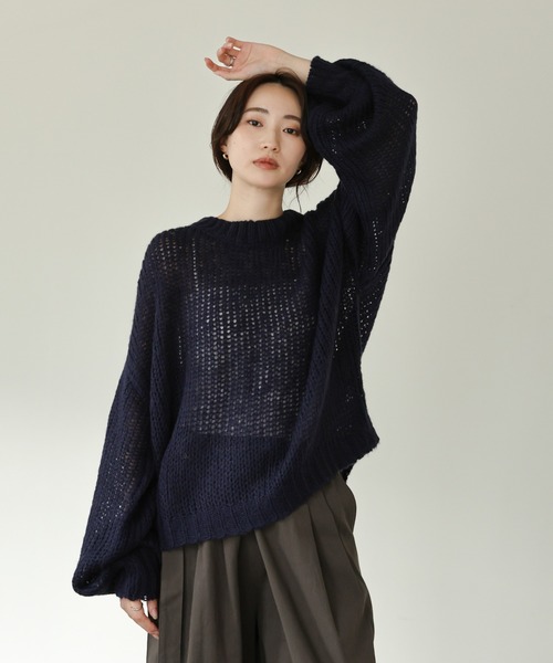 select MOCA Et（セレクトモカエト）の「【Et】Mohair-like Crew Neck Knit（ニット/セーター・レディース・ベージュ/ライトグリーン/ネイビー/カーキ・FREE）」の16枚目の写真