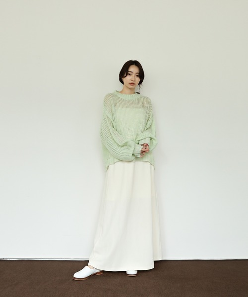 select MOCA Et（セレクトモカエト）の「【Et】Mohair-like Crew Neck Knit（ニット/セーター・レディース・ベージュ/ライトグリーン/ネイビー/カーキ・FREE）」の6枚目の写真
