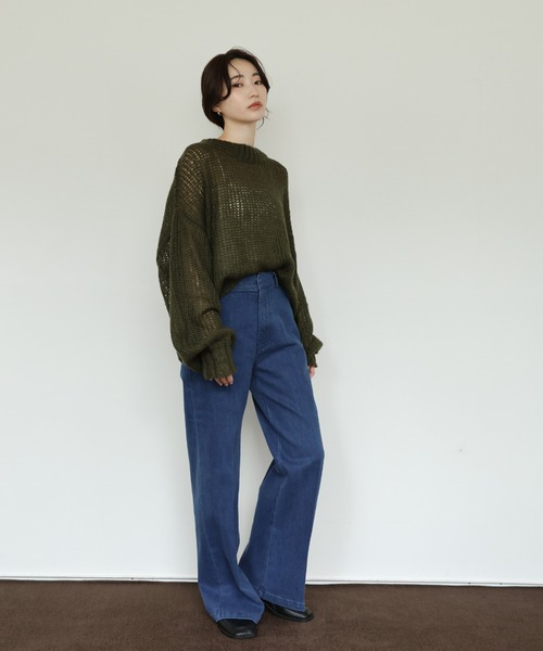 select MOCA Et（セレクトモカエト）の「【Et】Mohair-like Crew Neck Knit（ニット/セーター・レディース・ベージュ/ライトグリーン/ネイビー/カーキ・FREE）」の7枚目の写真