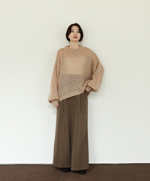 select MOCA Et（セレクトモカエト）の「【Et】Mohair-like Crew Neck Knit（ニット/セーター・レディース・ベージュ/ライトグリーン/ネイビー/カーキ・FREE）」の8枚目の写真