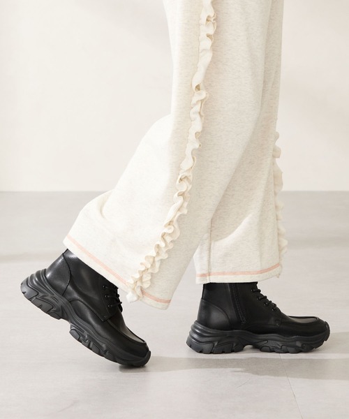 2025秋冬新作 厚底 スニーカーソール 編み上げブーツ/51405（ブーツ