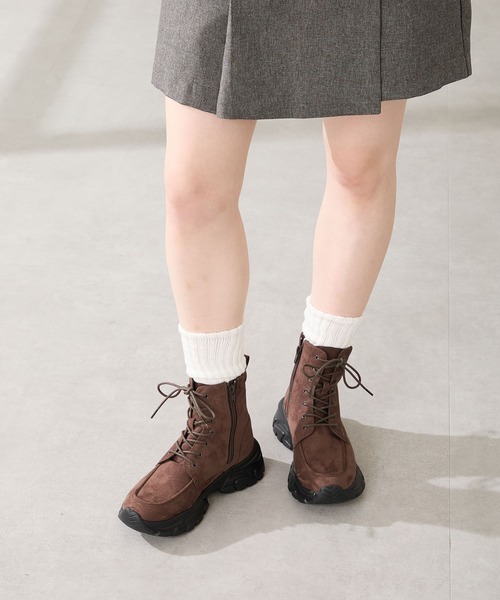 セール】2025秋冬新作 厚底 スニーカーソール 編み上げブーツ/51405