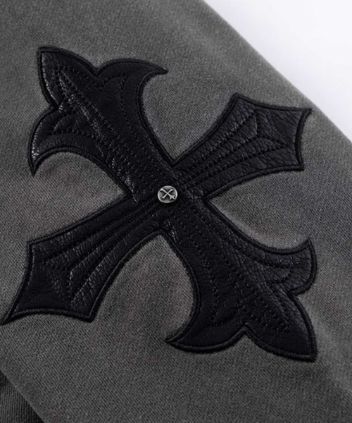 SUPPLIER(サプライヤー)の「SUPPLIER/サプライヤー Fleur Leather Patch hoodie フーディー スウェット トレーナー(パーカー・メンズ・ブラック/ベージュ・M/L/XL)」の3枚目の写真