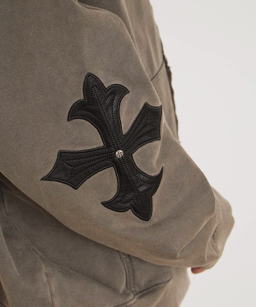 SUPPLIER(サプライヤー)の「SUPPLIER/サプライヤー Fleur Leather Patch hoodie フーディー スウェット トレーナー(パーカー・メンズ・ブラック/ベージュ・M/L/XL)」の15枚目の写真