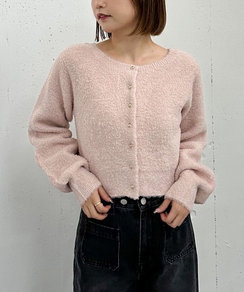 archives（アルシーヴ）の「プードルフェザーニットカーディガン（カーディガン/ボレロ・レディース・アイボリー/チャコールグレー/ベージュ/ピンク・MEDIUM）」の4枚目の写真