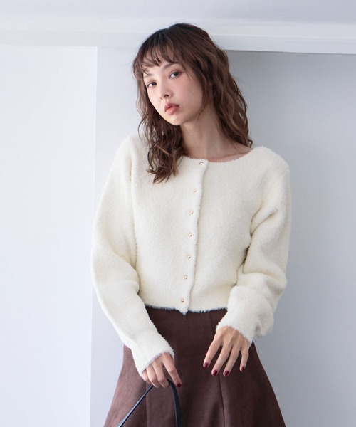 archives（アルシーヴ）の「プードルフェザーニットカーディガン（カーディガン/ボレロ・レディース・アイボリー/チャコールグレー/ベージュ/ピンク・MEDIUM）」の5枚目の写真
