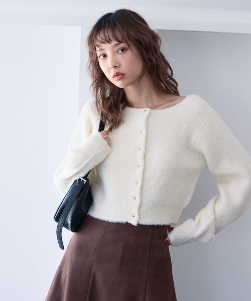 archives（アルシーヴ）の「プードルフェザーニットカーディガン（カーディガン/ボレロ・レディース・アイボリー/チャコールグレー/ベージュ/ピンク・MEDIUM）」の7枚目の写真