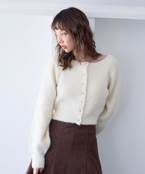 archives（アルシーヴ）の「プードルフェザーニットカーディガン（カーディガン/ボレロ・レディース・アイボリー/チャコールグレー/ベージュ/ピンク・MEDIUM）」の8枚目の写真