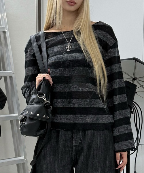 Figments（フィグメンツ）の「スターボーダーニット（ニット/セーター・レディース・アイボリー/ブラック・FREE）」の12枚目の写真