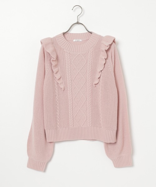 Honeys(ハニーズ)の「フリル使いトップス(ニット/セーター・レディース・ベージュ/ピンク/杢グレー/アイボリー・L/S/M)」の19枚目の写真