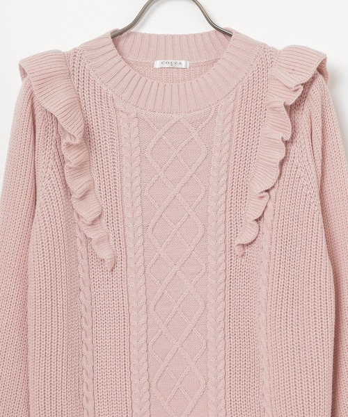 Honeys(ハニーズ)の「フリル使いトップス(ニット/セーター・レディース・ベージュ/ピンク/杢グレー/アイボリー・L/S/M)」の20枚目の写真