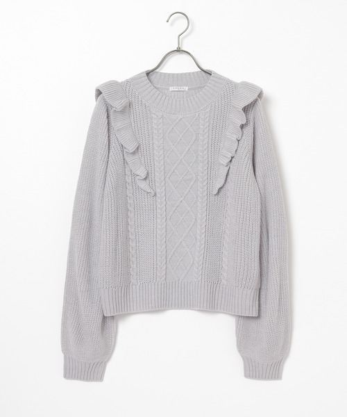 Honeys(ハニーズ)の「フリル使いトップス(ニット/セーター・レディース・ベージュ/ピンク/杢グレー/アイボリー・L/S/M)」の21枚目の写真