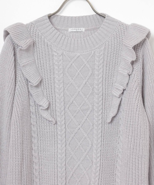 Honeys(ハニーズ)の「フリル使いトップス(ニット/セーター・レディース・ベージュ/ピンク/杢グレー/アイボリー・L/S/M)」の22枚目の写真