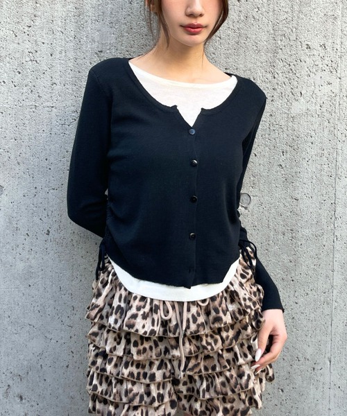 3.3 Field Trip (3.3フィールドトリップ)の「3.3 Field Trip/カーディガンレイヤードロングTシャツ(Tシャツ/カットソー・レディース・ブラック/オフホワイト/レッド/ライトグレー/ピンク・FREE)」の3枚目の写真