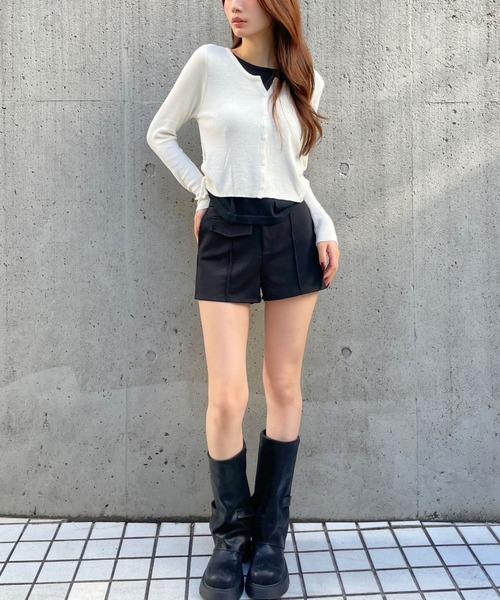 3.3 Field Trip (3.3フィールドトリップ)の「3.3 Field Trip/カーディガンレイヤードロングTシャツ(Tシャツ/カットソー・レディース・ブラック/オフホワイト/レッド/ライトグレー/ピンク・FREE)」の6枚目の写真