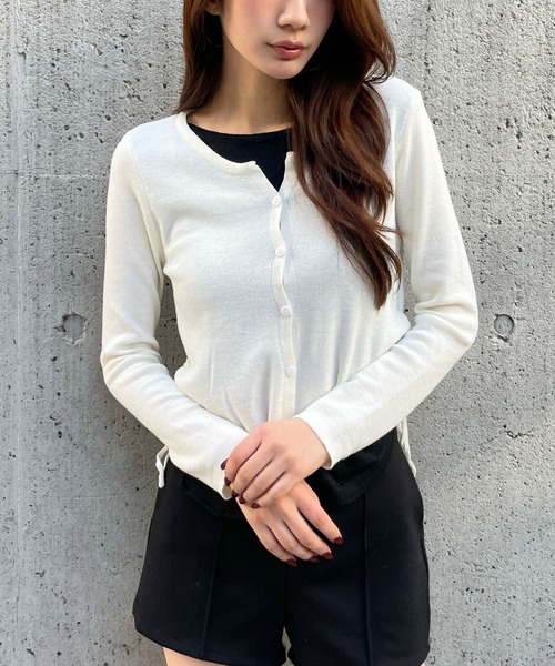 3.3 Field Trip (3.3フィールドトリップ)の「3.3 Field Trip/カーディガンレイヤードロングTシャツ(Tシャツ/カットソー・レディース・ブラック/オフホワイト/レッド/ライトグレー/ピンク・FREE)」の8枚目の写真