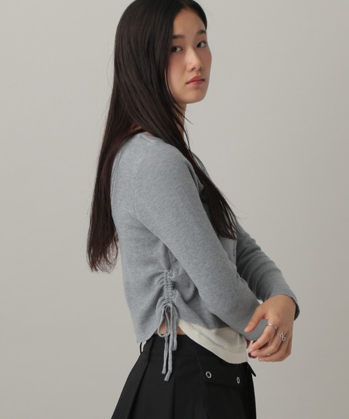 3.3 Field Trip (3.3フィールドトリップ)の「3.3 Field Trip/カーディガンレイヤードロングTシャツ(Tシャツ/カットソー・レディース・ブラック/オフホワイト/レッド/ライトグレー/ピンク・FREE)」の17枚目の写真