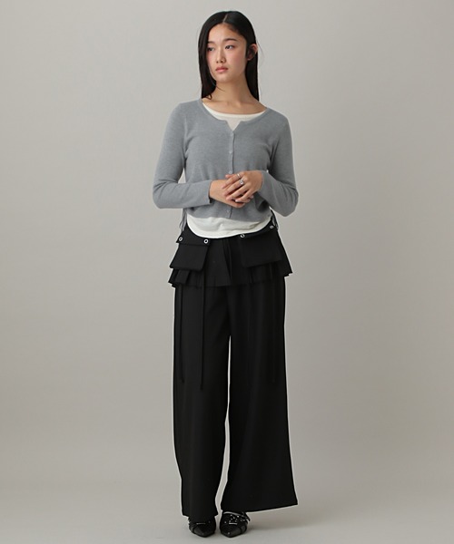 3.3 Field Trip (3.3フィールドトリップ)の「3.3 Field Trip/カーディガンレイヤードロングTシャツ(Tシャツ/カットソー・レディース・ブラック/オフホワイト/レッド/ライトグレー/ピンク・FREE)」の13枚目の写真