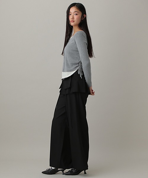 3.3 Field Trip (3.3フィールドトリップ)の「3.3 Field Trip/カーディガンレイヤードロングTシャツ(Tシャツ/カットソー・レディース・ブラック/オフホワイト/レッド/ライトグレー/ピンク・FREE)」の14枚目の写真