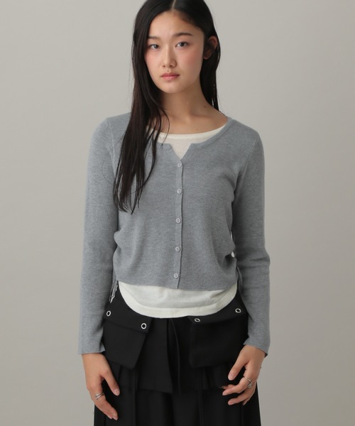 3.3 Field Trip (3.3フィールドトリップ)の「3.3 Field Trip/カーディガンレイヤードロングTシャツ(Tシャツ/カットソー・レディース・ブラック/オフホワイト/レッド/ライトグレー/ピンク・FREE)」の15枚目の写真