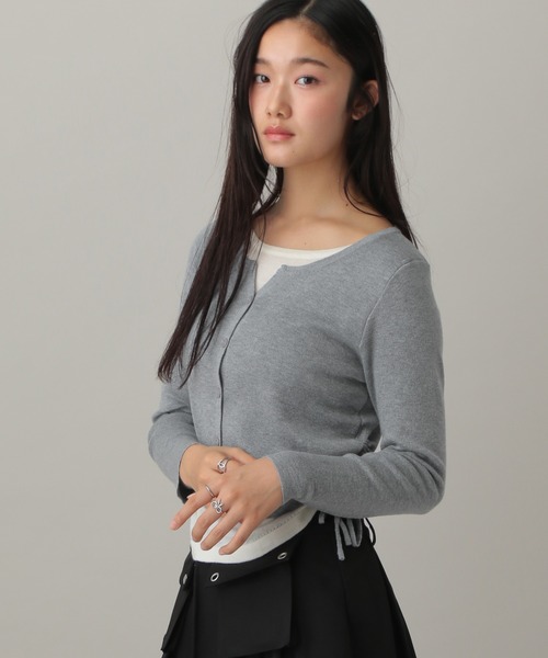 3.3 Field Trip (3.3フィールドトリップ)の「3.3 Field Trip/カーディガンレイヤードロングTシャツ(Tシャツ/カットソー・レディース・ブラック/オフホワイト/レッド/ライトグレー/ピンク・FREE)」の16枚目の写真