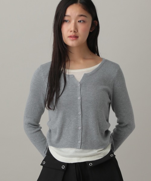 3.3 Field Trip (3.3フィールドトリップ)の「3.3 Field Trip/カーディガンレイヤードロングTシャツ(Tシャツ/カットソー・レディース・ブラック/オフホワイト/レッド/ライトグレー/ピンク・FREE)」の22枚目の写真