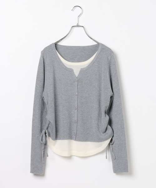 3.3 Field Trip (3.3フィールドトリップ)の「3.3 Field Trip/カーディガンレイヤードロングTシャツ(Tシャツ/カットソー・レディース・ブラック/オフホワイト/レッド/ライトグレー/ピンク・FREE)」の20枚目の写真