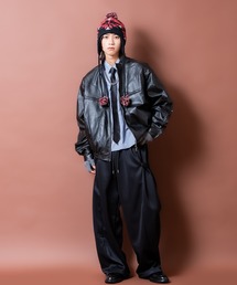 a.p.o.v.（エーピーオービー）の「a.p.o.v. オーバーサイズ合成皮革シングルライダースブルゾン（ライダースジャケット）」