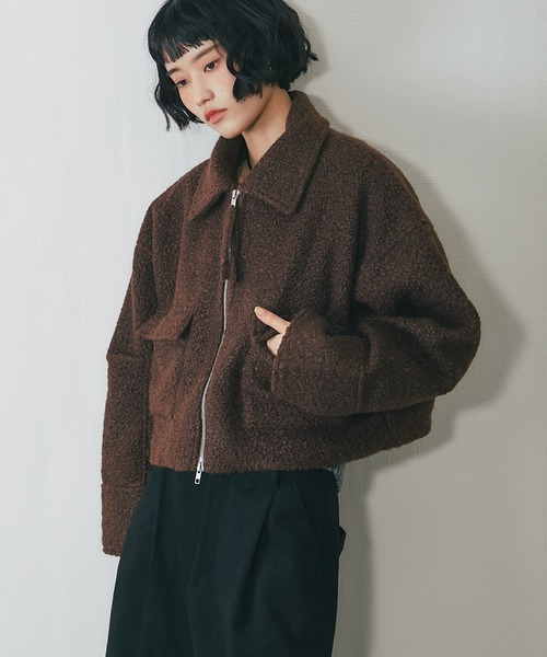 ループツイードダブルファスナーショートジャケット（ブルゾン