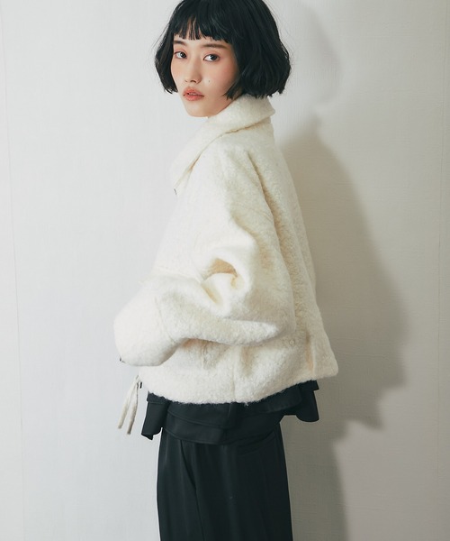 ループツイードダブルファスナーショートジャケット（ブルゾン