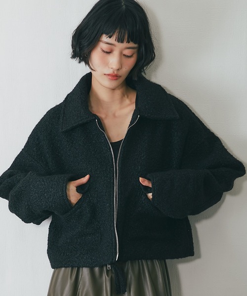 ループツイードダブルファスナーショートジャケット（ブルゾン