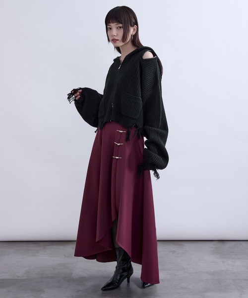 Ellno de Mavie(エルノデメヴィ)の「ショルダージップダメージニットフーディ(パーカー・レディース・パープル/ブラック・FREE)」の20枚目の写真