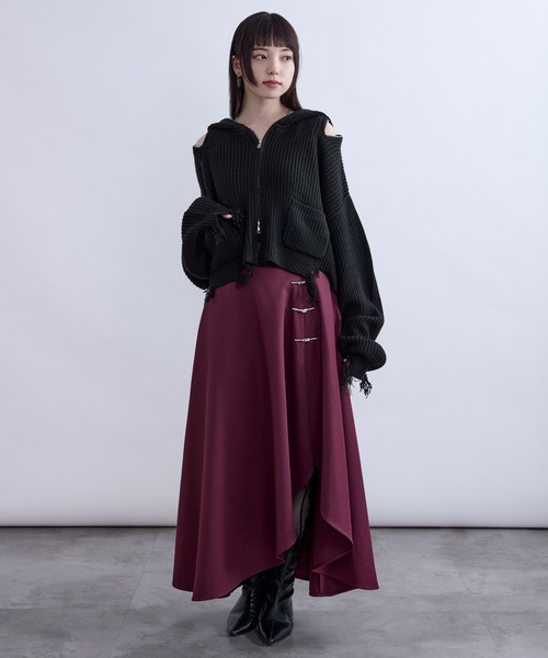 Ellno de Mavie(エルノデメヴィ)の「ショルダージップダメージニットフーディ(パーカー・レディース・パープル/ブラック・FREE)」の21枚目の写真