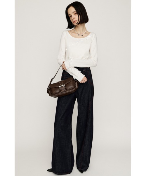 SLY（スライ）の「SWITCHING CUT TOPS スウィッチング カット トップス 秋服 冬服（Tシャツ/カットソー・レディース・ブラック/ネイビー/アイボリー・FREE）」の5枚目の写真