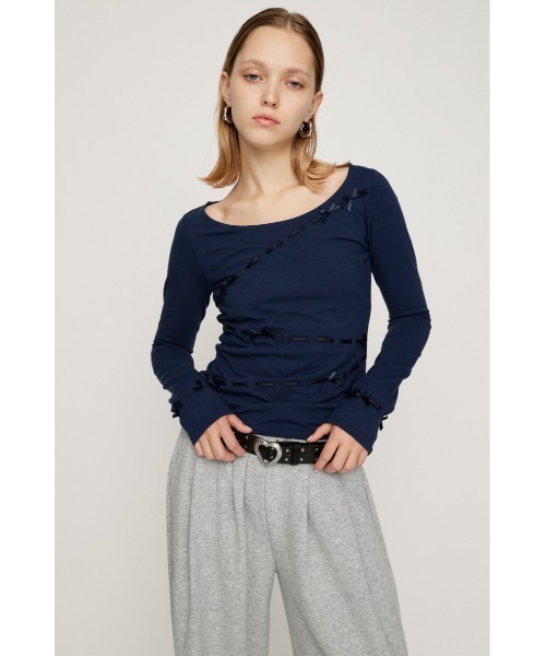 SLY（スライ）の「SWITCHING CUT TOPS スウィッチング カット トップス 秋服 冬服（Tシャツ/カットソー・レディース・ブラック/ネイビー/アイボリー・FREE）」の13枚目の写真