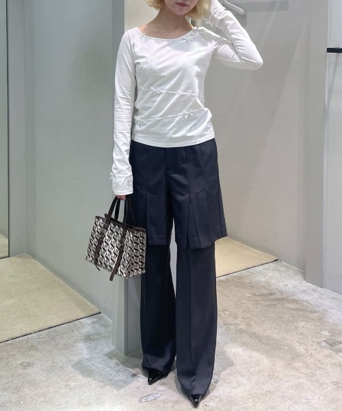 SLY（スライ）の「SWITCHING CUT TOPS スウィッチング カット トップス 秋服 冬服（Tシャツ/カットソー・レディース・ブラック/ネイビー/アイボリー・FREE）」の19枚目の写真